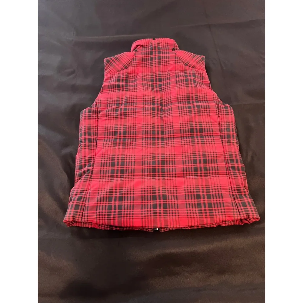 Lauren Ralph Lauren Red Black Plaid Puffer Vest Womens Medium Quilted Full Zip